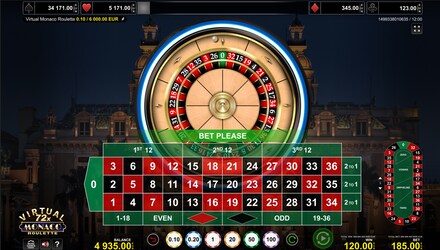 Virtual Monaco Roulette 72x screenshot